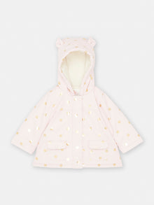  Baby girl dragé pink raincoat with polka dot print