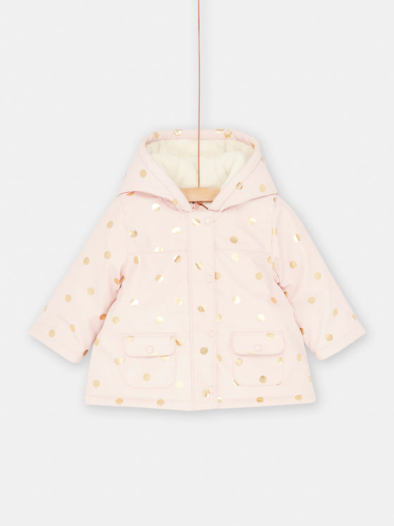 Baby girl dragé pink raincoat with polka dot print