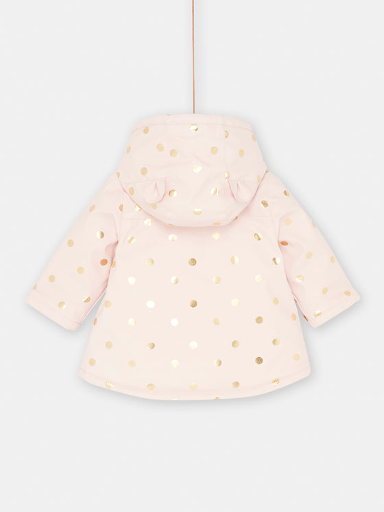 Baby girl dragé pink raincoat with polka dot print