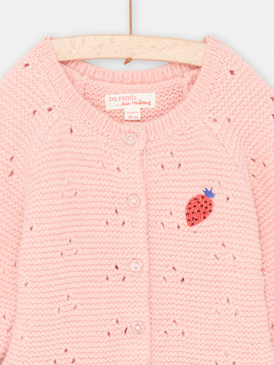 Baby Girl Tea Pink Fancy Stitch Knit Cardigan