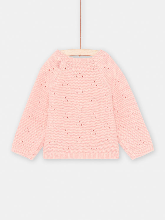 Baby Girl Tea Pink Fancy Stitch Knit Cardigan