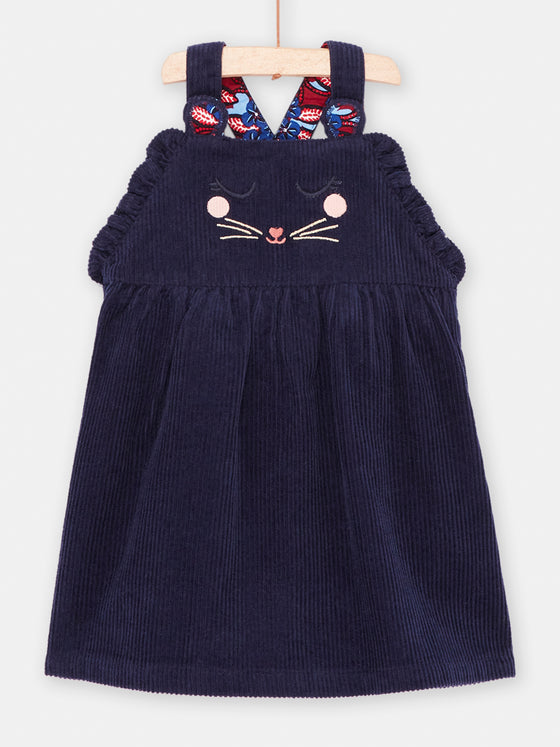 Baby girl midnight blue corduroy dress