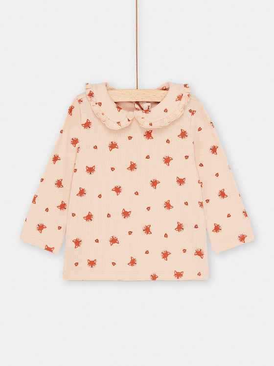 Pale pink fox print T-shirt