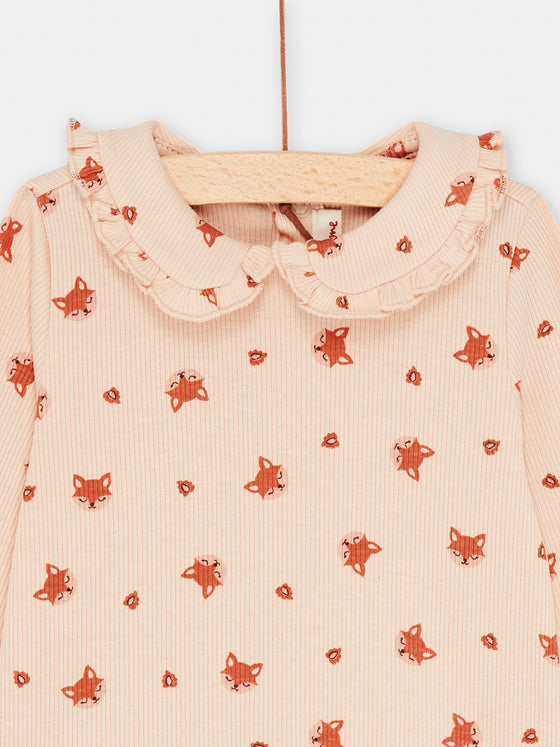 Pale pink fox print T-shirt