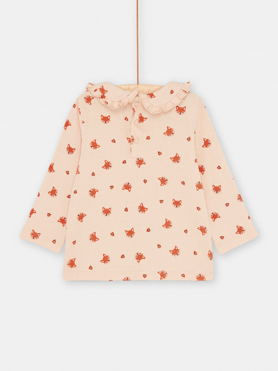 Pale pink fox print T-shirt