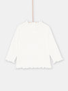 Ecru baby girl ruffled collar under-sweater