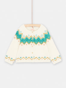  Ecru baby girl knit cardigan