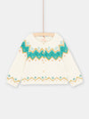 Ecru baby girl knit cardigan