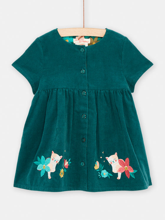 Baby Girl reversible petrol blue dress