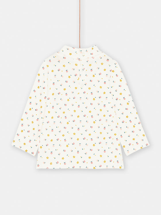 Baby girl ecru stand-up collar sweater