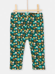  Baby girl petrol blue pants with floral print