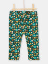 Baby girl petrol blue pants with floral print