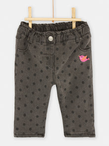  Charcoal jeans with polka-dot print