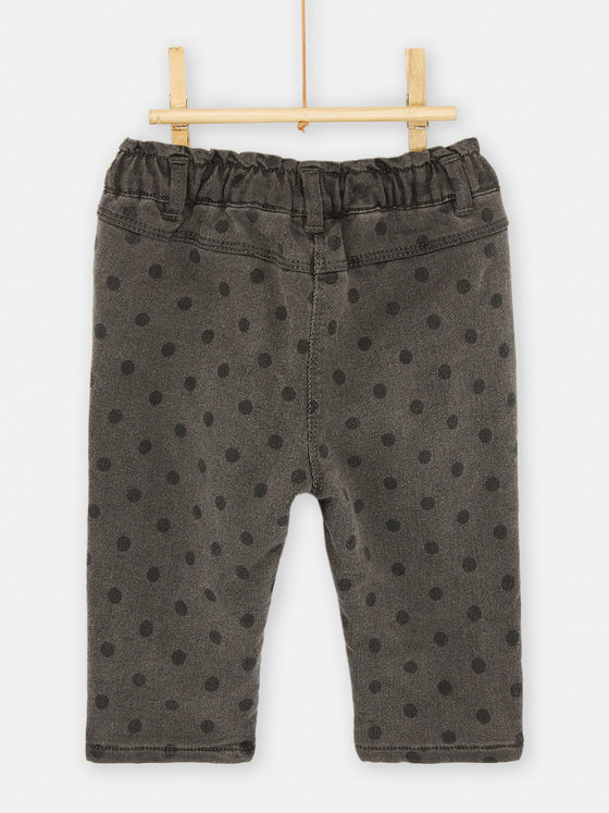 Charcoal jeans with polka-dot print