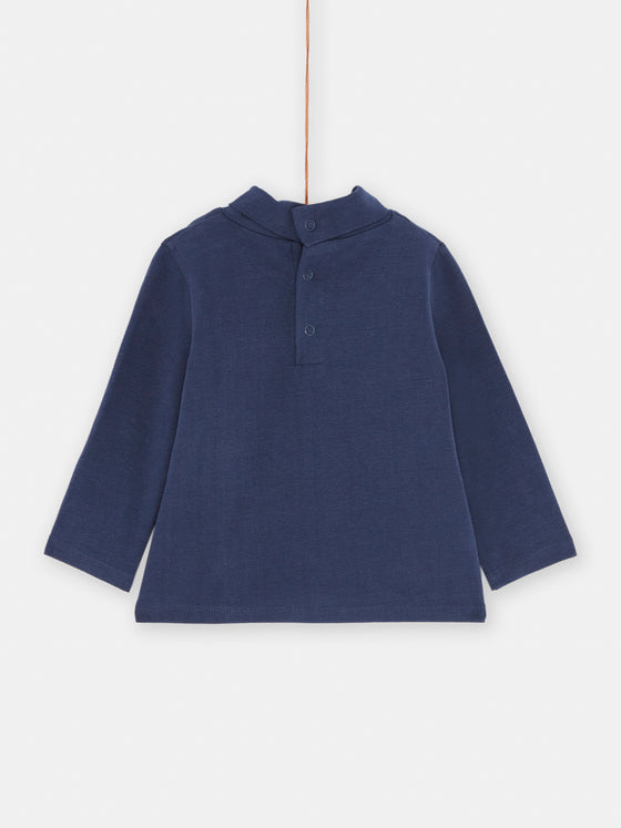 Baby boy neptune blue stand-up collar undershirt