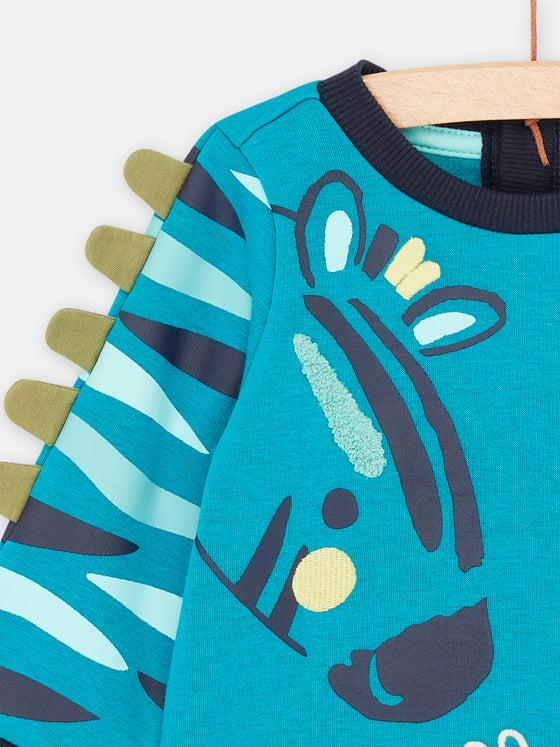 Baby Boy Blue Zebra and Tiger Sweatshirt