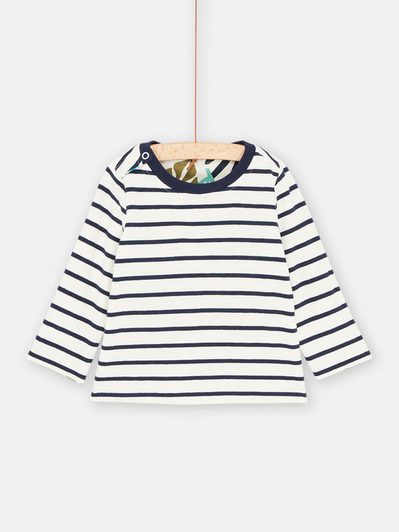 Baby boy reversible blue and white T-shirt