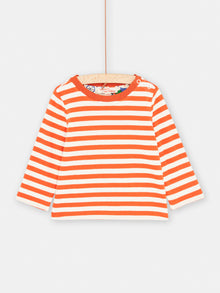  Baby Boy Ecru and Orange Reversible T-Shirt