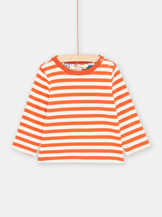 Baby Boy Ecru and Orange Reversible T-Shirt