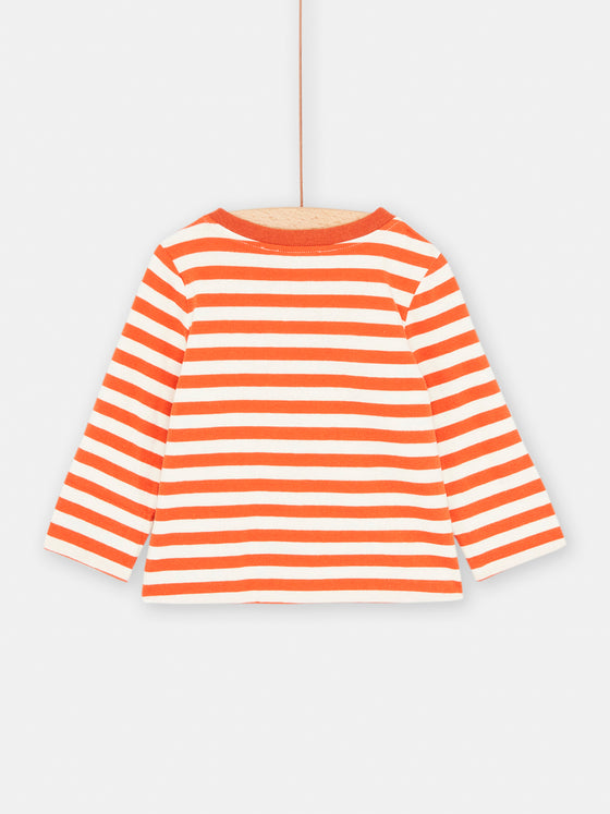 Baby Boy Ecru and Orange Reversible T-Shirt