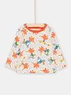 Baby Boy Ecru and Orange Reversible T-Shirt