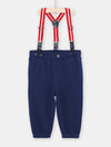 Baby Boy warm midnight blue pants with suspenders