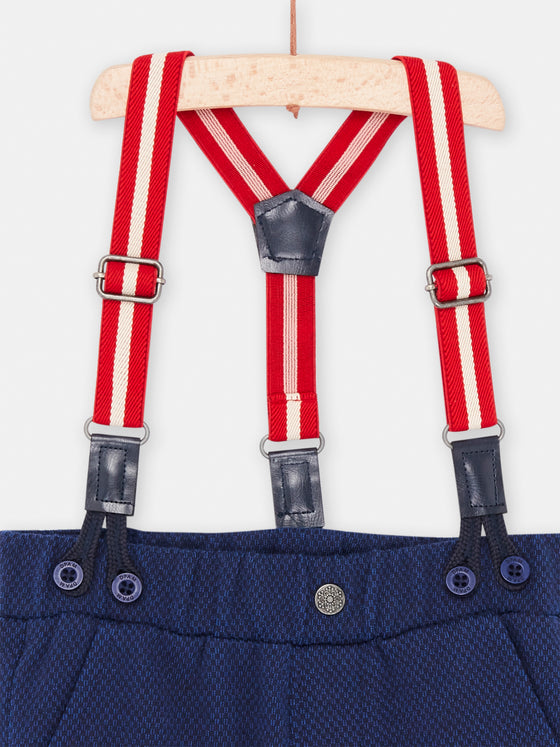 Baby Boy warm midnight blue pants with suspenders