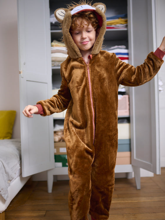 Brown hooded pyjama topper