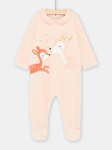  Baby girl pink velvet romper