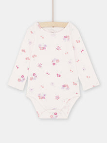  Baby girl light pink floral print bodysuit
