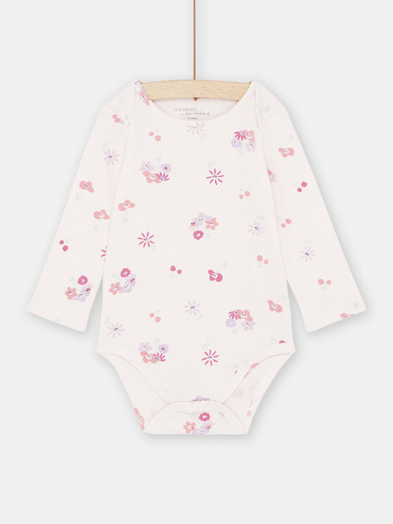 Baby girl light pink floral print bodysuit