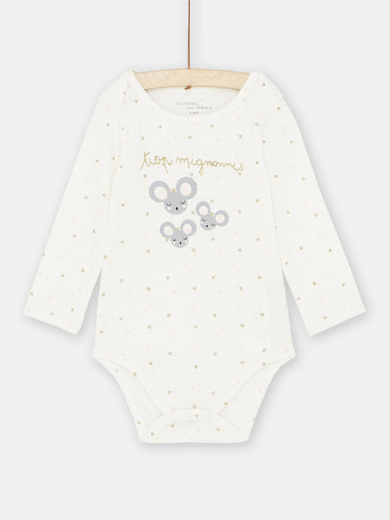 Baby girl bodysuit with mouse patterns