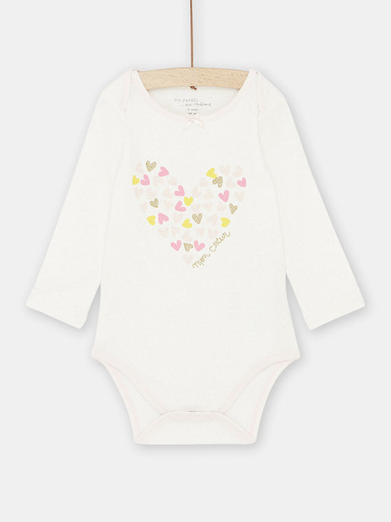 Baby girl pale pink heart-patterned bodysuit