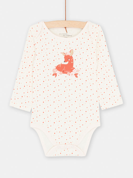 Ecru bodysuit with polka dot print