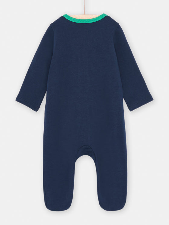 Baby boy midnight blue romper with dinosaur motifs