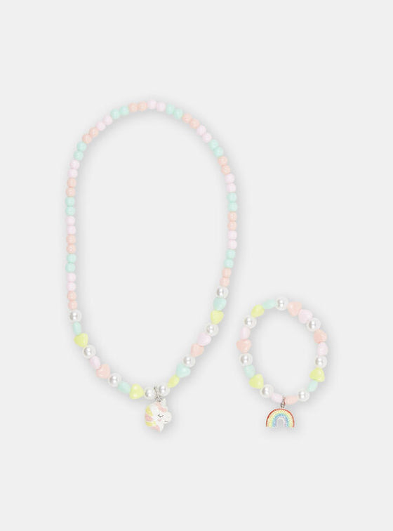 Girl multicolored necklace bracelet