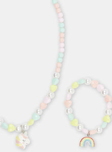  Girl multicolored necklace bracelet