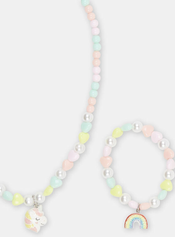 Girl multicolored necklace bracelet