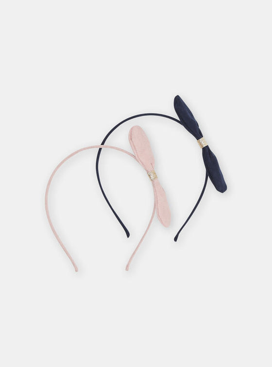 2 NAVY BLUE AND OLD PINK HEADBANDS FOR GIRLS