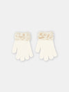 Ecru synthetic fur gloves