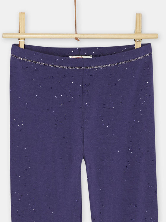 GIRL PLAIN INDIGO SEQUINED LEGGING