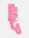 GIRL PINK SOCKS WITH UNICORN PRINT