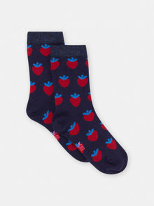  GIRL NAVY BLUE STRAWBERRY PRINT SOCKS