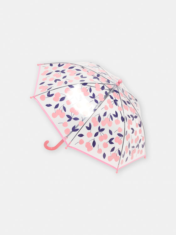 Girl cherry print transparent umbrella