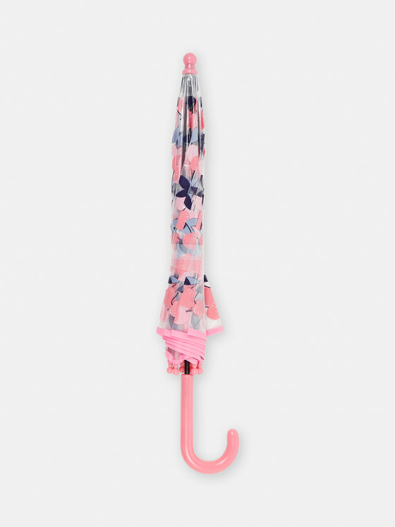 Girl cherry print transparent umbrella