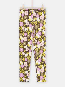  GIRL FLORAL PRINT KHAKI LEGGING