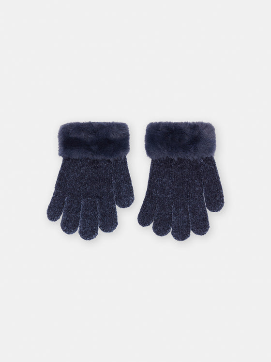 Girl navy blue gloves