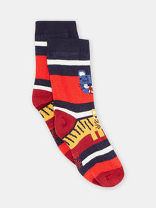  BOY'S BLUE AND RED FELINE SOCKS