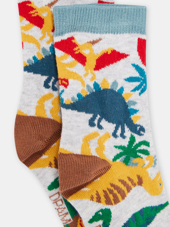 BOY GREY DINOSAUR SOCKS