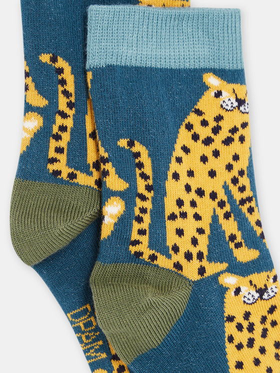 BOY TURQUOISE LEOPARD PRINT SOCKS